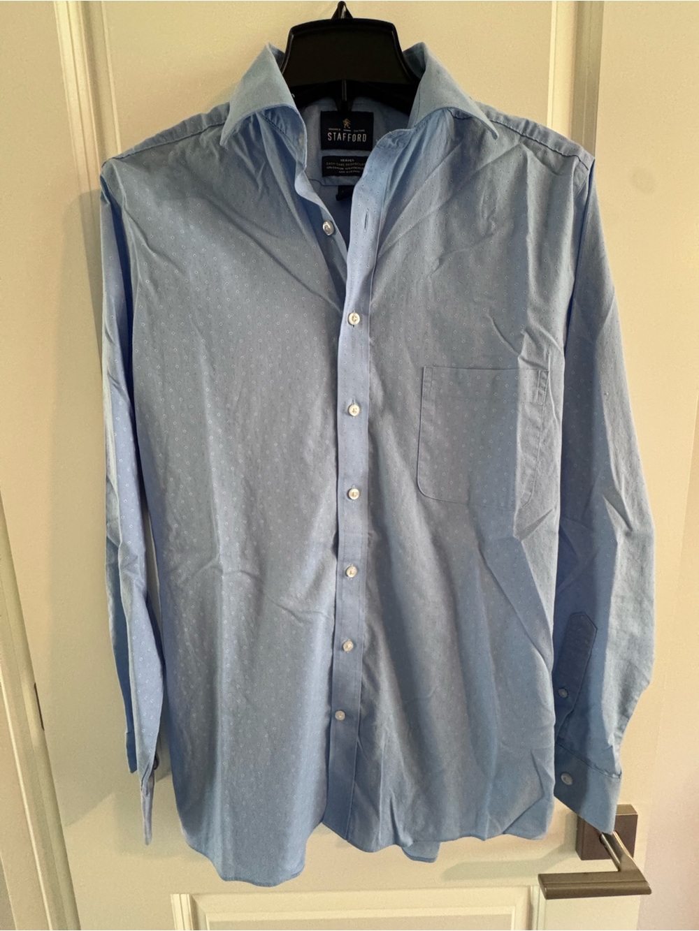 Stafford Men's Light Blue Patterned Button-Down Shirt